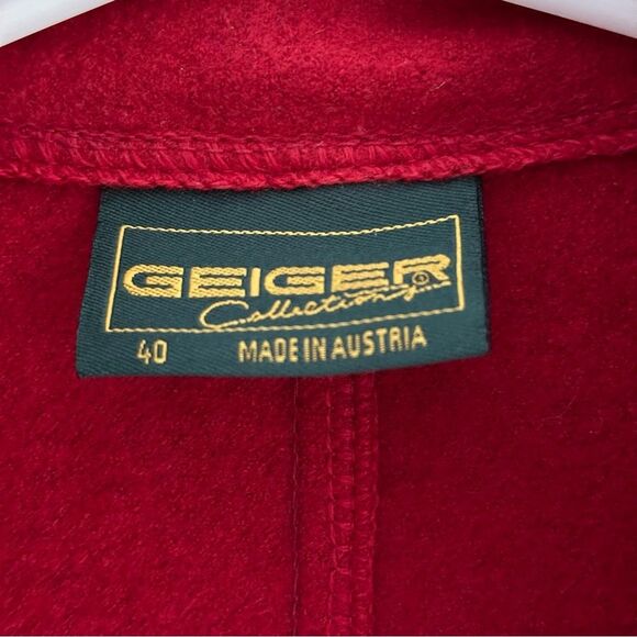 Geiger Boiled Wool Blazer Red Sz 40 Austria FLAW - Picture 3 of 13
